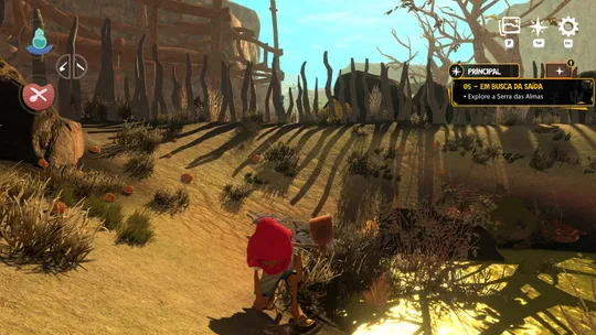 Cícera explorando a Serra das Almas em busca da saída — ARIDA 2: Rise of the Brave